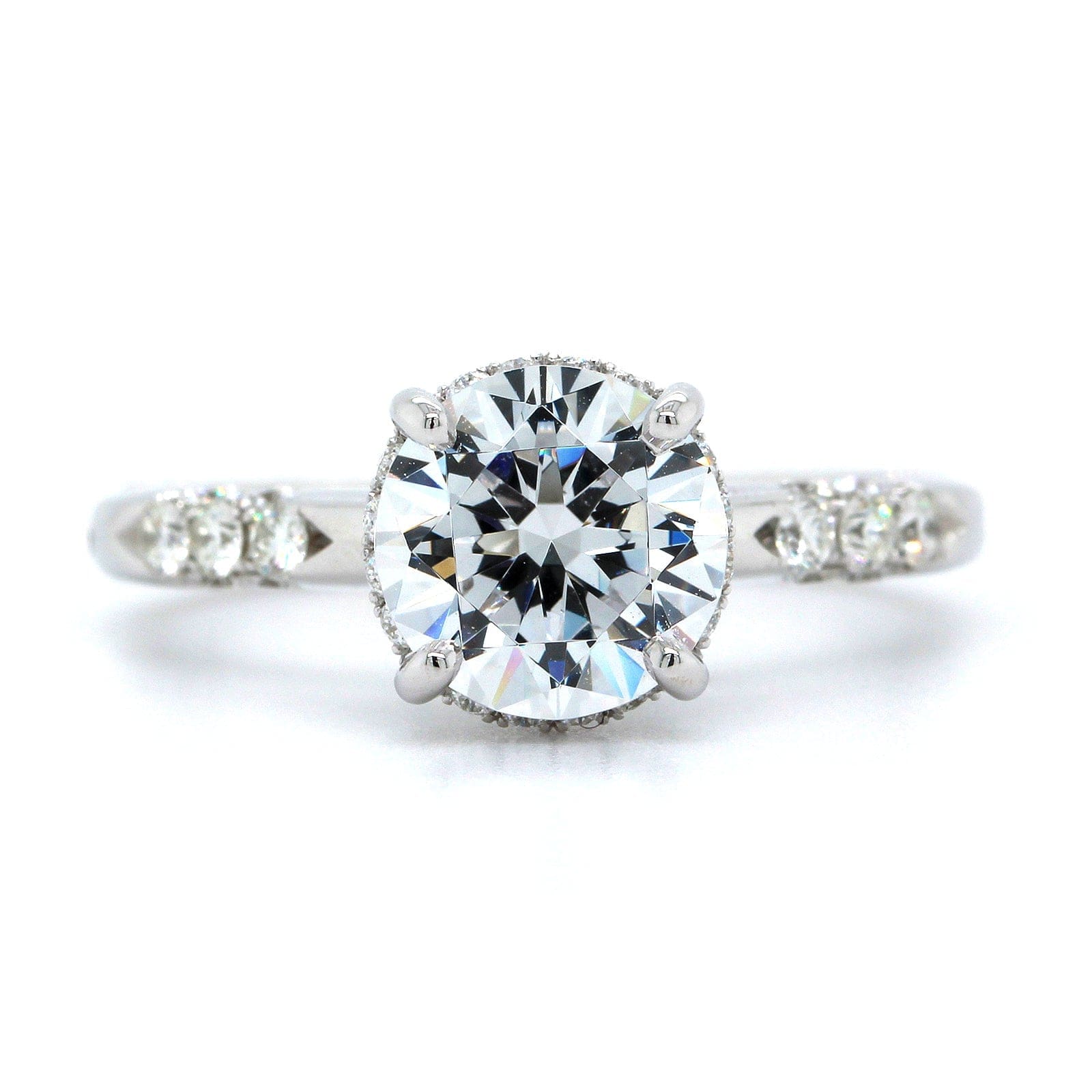 18K White Gold Hidden Halo Diamond Engagement Ring Setting, 18k white gold, Long's Jewelers