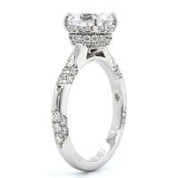 18K White Gold Hidden Halo Diamond Engagement Ring Setting, 18k white gold, Long's Jewelers