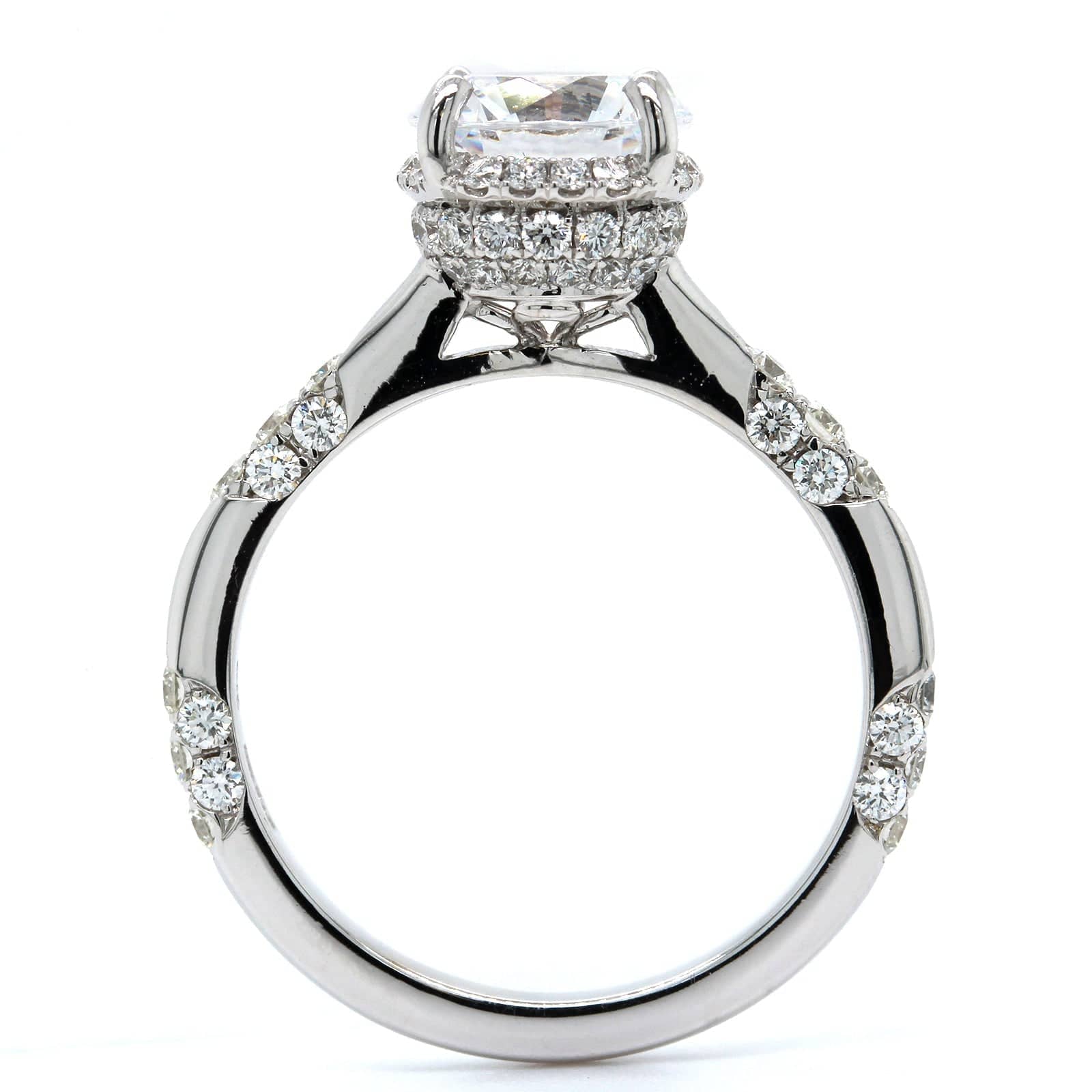 18K White Gold Hidden Halo Diamond Engagement Ring Setting, 18k white gold, Long's Jewelers