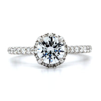 18K White Gold Hidden Halo Diamond Engagement Ring Setting, 18k white gold, Long's Jewelers