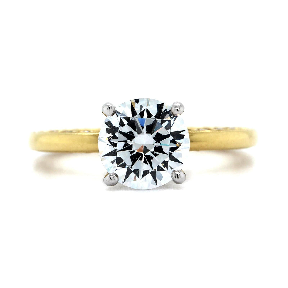 18K Yellow Gold 4 Prong Bezel Set Diamond Engagement Ring Setting, 18k yellow gold, Long's Jewelers