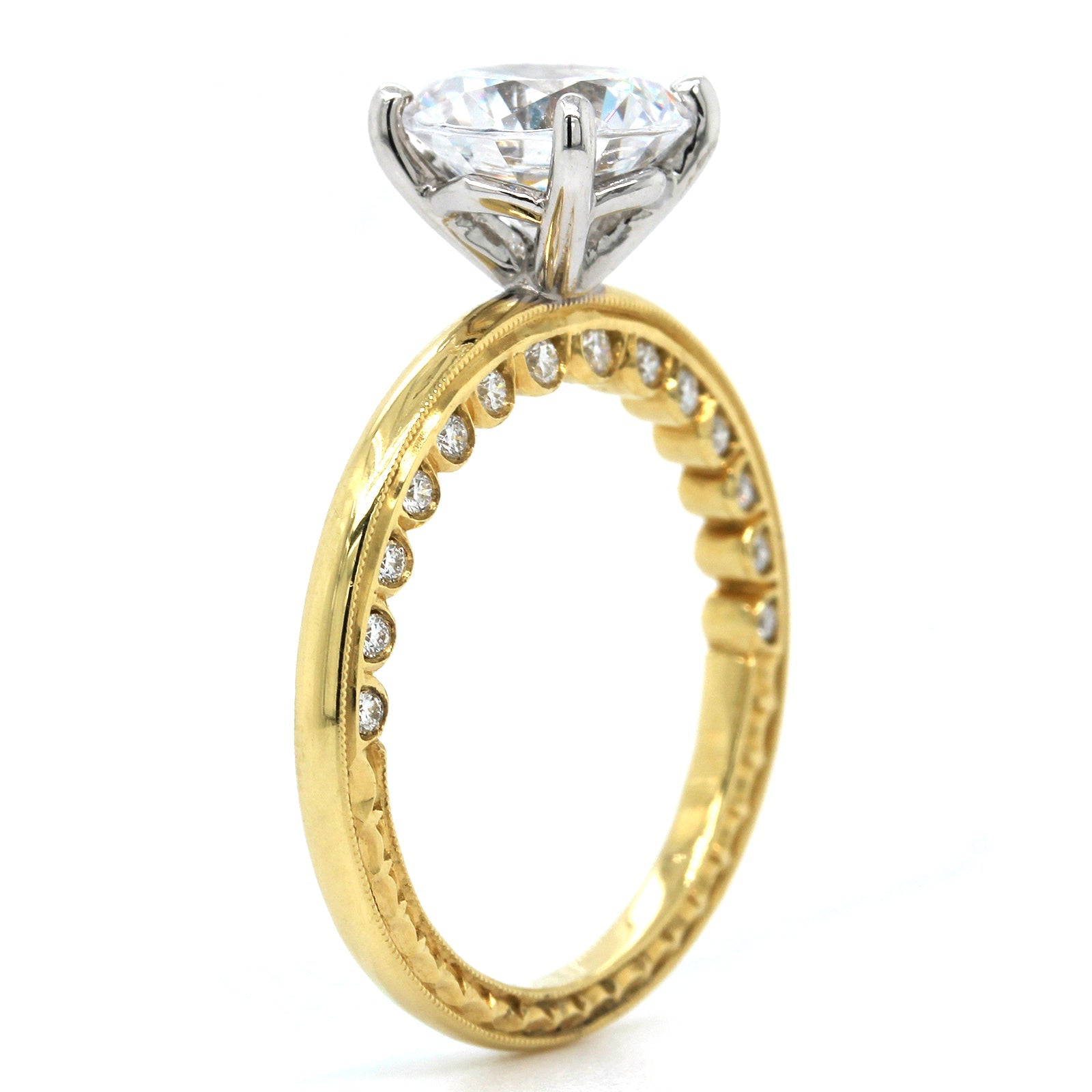 18K Yellow Gold 4 Prong Bezel Set Diamond Engagement Ring Setting, 18k yellow gold, Long's Jewelers