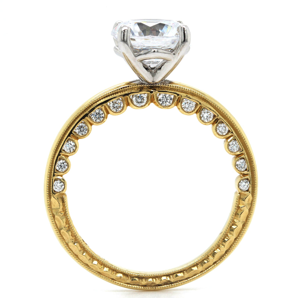 18K Yellow Gold 4 Prong Bezel Set Diamond Engagement Ring Setting, 18k yellow gold, Long's Jewelers