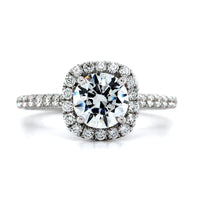 18K White Gold Cushion Diamond Halo Engagement Ring Setting, 18k white gold, Long's Jewelers