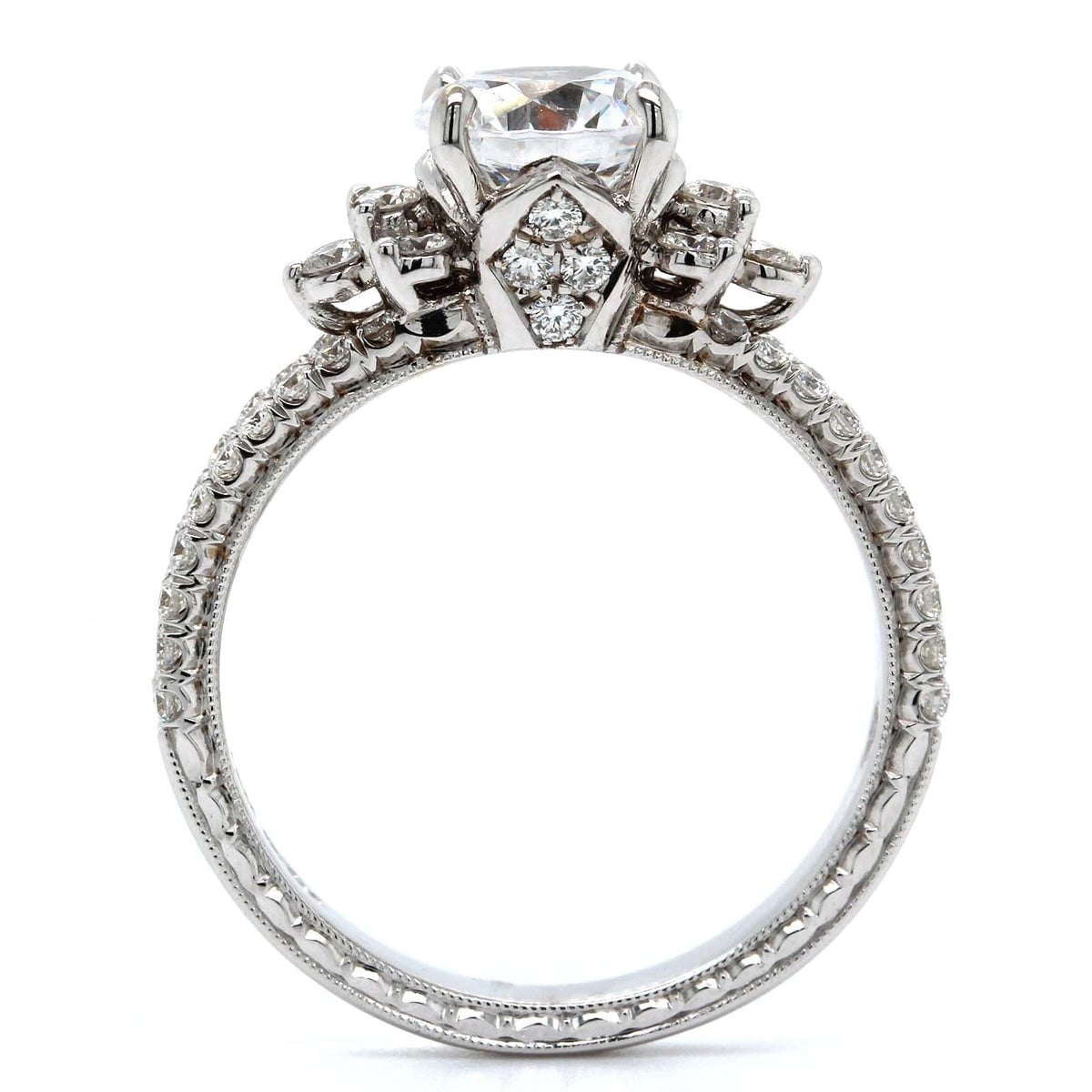 18K White Gold Double Diamond Row Engagement Ring Setting, 18k white gold, Long's Jewelers