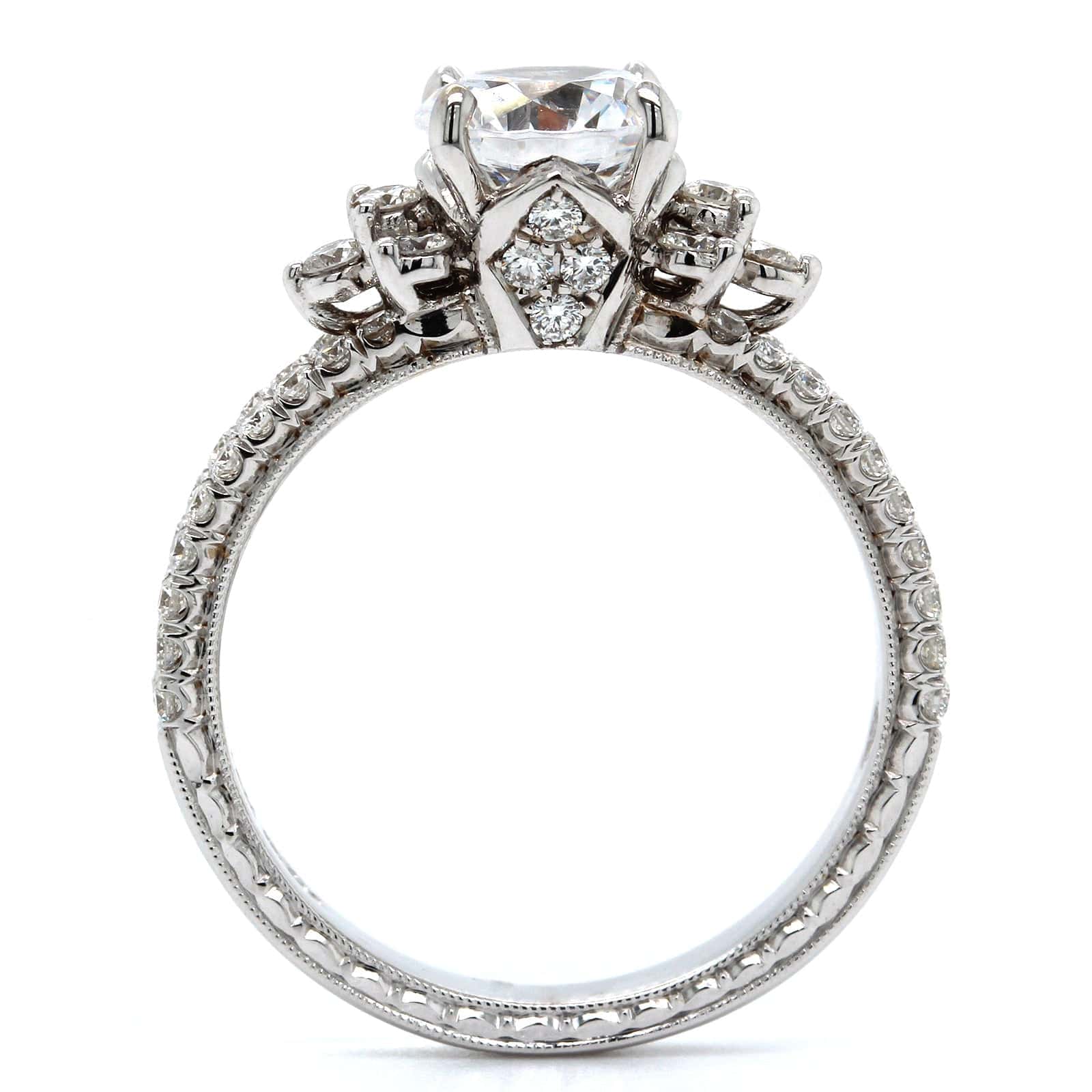 18K White Gold Double Diamond Row Engagement Ring Setting, 18k white gold, Long's Jewelers