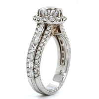18K White Gold Diamond Halo 3 Row Engagement Ring Setting, 18k white gold, Long's Jewelers