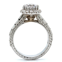 18K White Gold Diamond Halo 3 Row Engagement Ring Setting, 18k white gold, Long's Jewelers