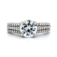 18K White Gold Prong Set 3 Row Diamond Engagement Ring Setting, 18k white gold, Long's Jewelers