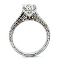 18K White Gold Prong Set 3 Row Diamond Engagement Ring Setting, 18k white gold, Long's Jewelers