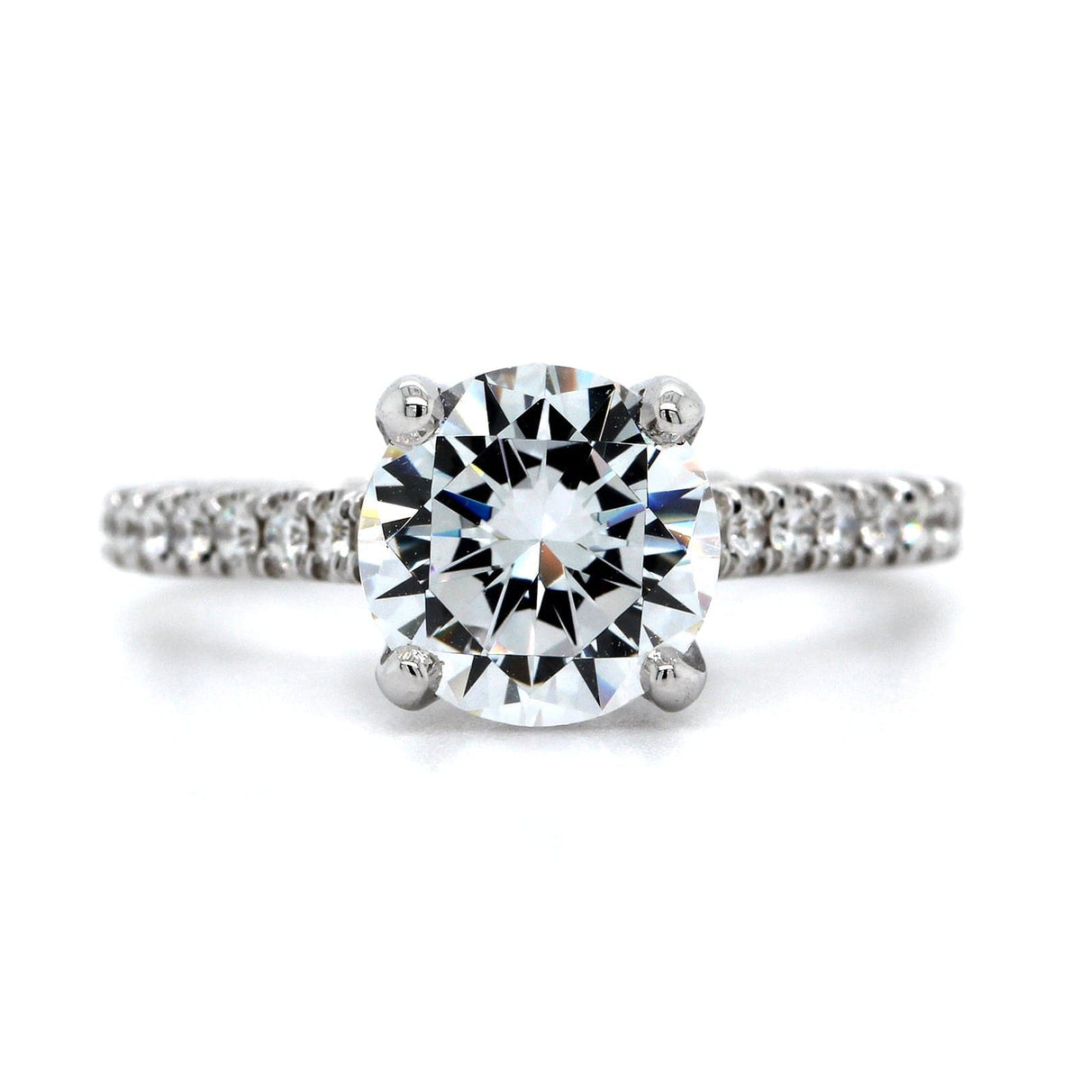 18K White Gold 4 Prong Diamond Sides Engagement Ring Setting, 18k white gold, Long's Jewelers