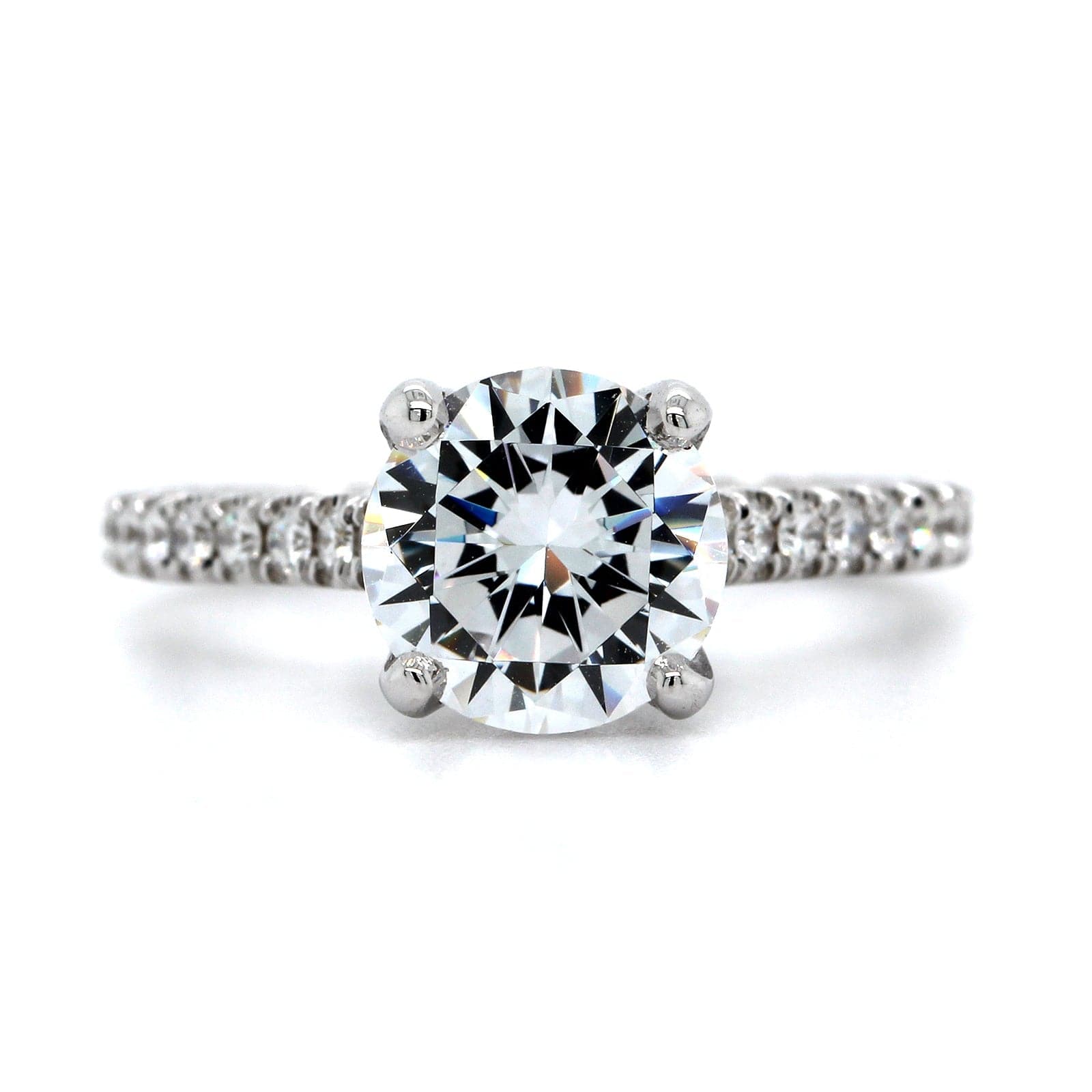 18K White Gold 4 Prong Diamond Sides Engagement Ring Setting, 18k white gold, Long's Jewelers