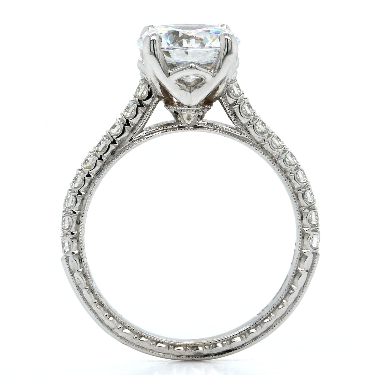 18K White Gold 4 Prong Diamond Sides Engagement Ring Setting, 18k white gold, Long's Jewelers