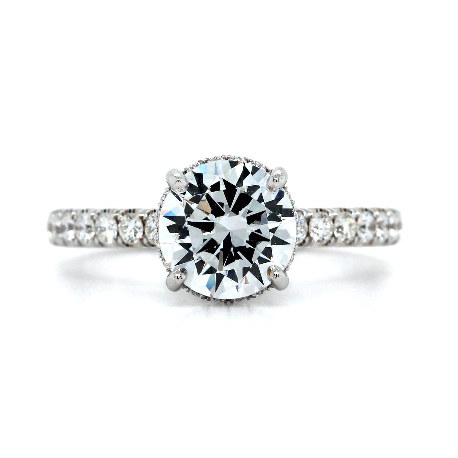 18K White Gold Hidden Halo Diamond Engagement Ring Setting, 18k white gold, Long's Jewelers