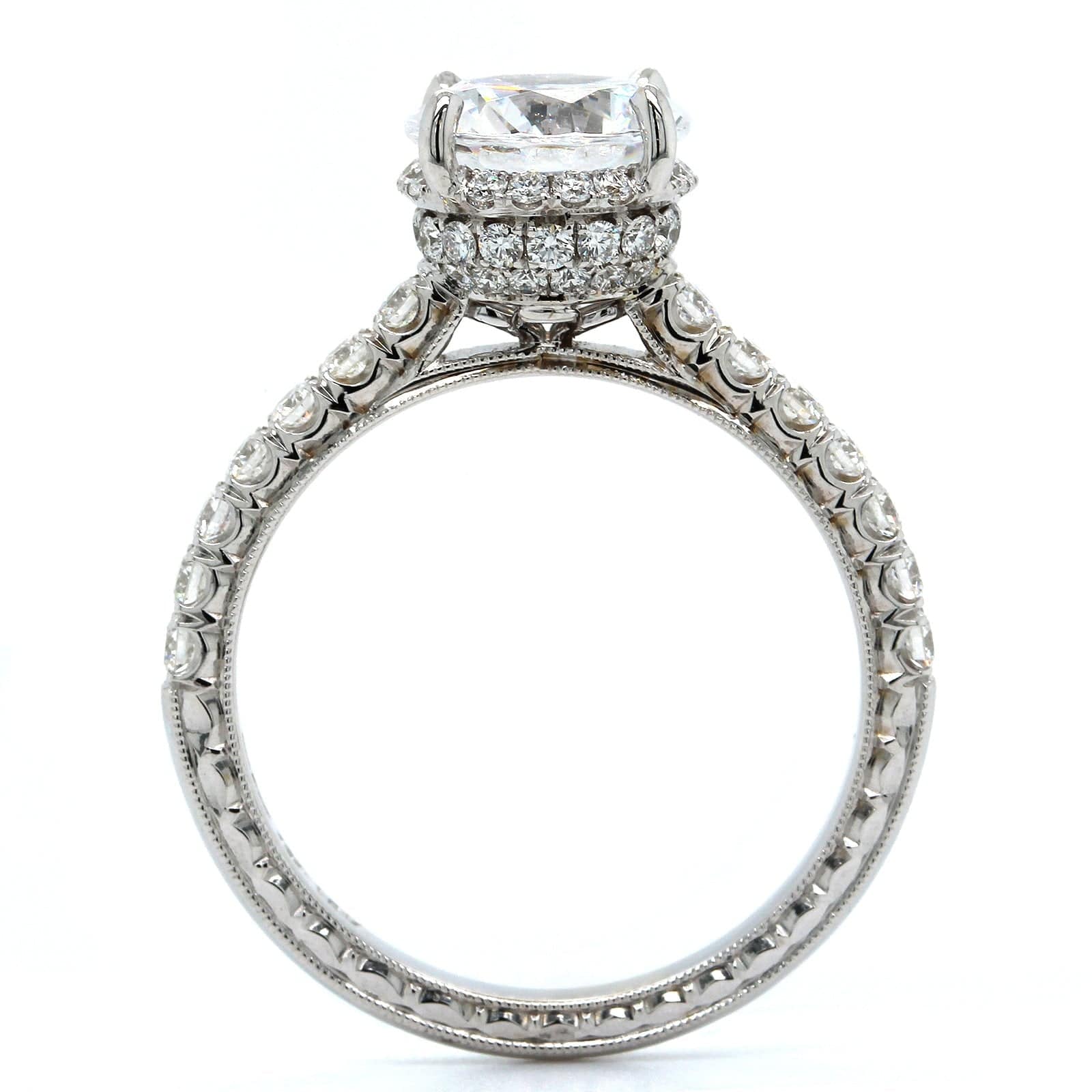 18K White Gold Hidden Halo Diamond Engagement Ring Setting, 18k white gold, Long's Jewelers
