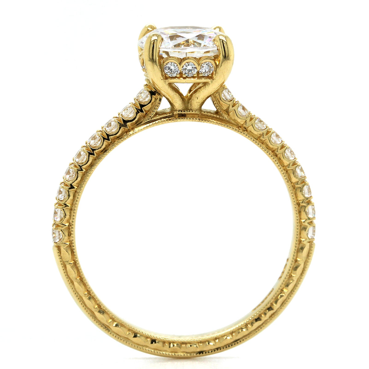 18K Yellow Gold Diamond Hidden Halo Engagement Ring Setting, 18k yellow gold, Long's Jewelers