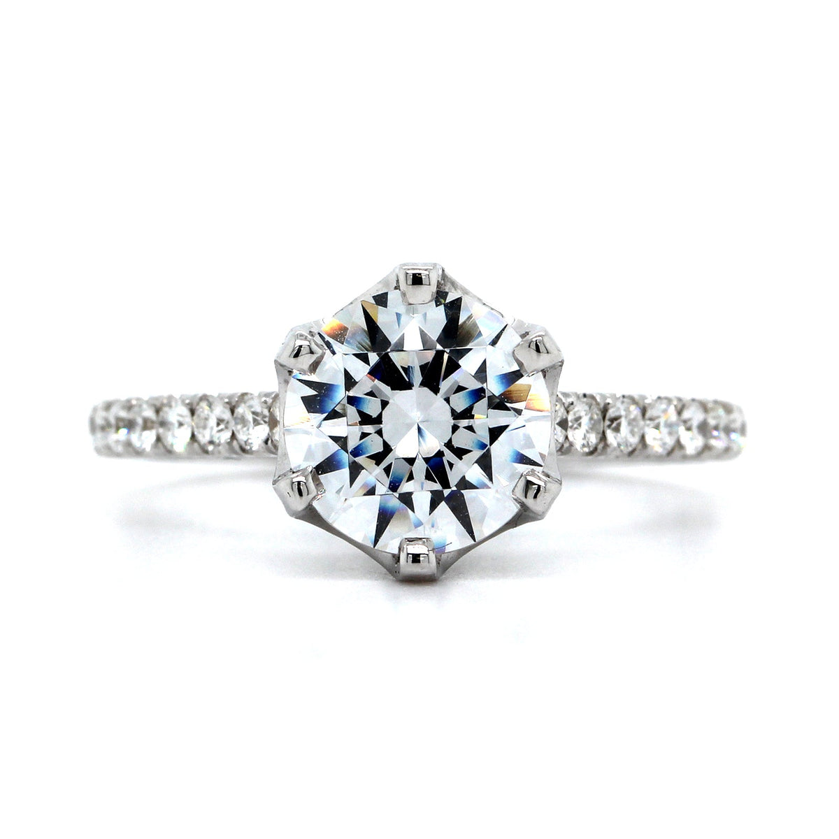 18K White Gold 6 Prong Diamond Engagement Ring Setting, 18k white gold, Long's Jewelers