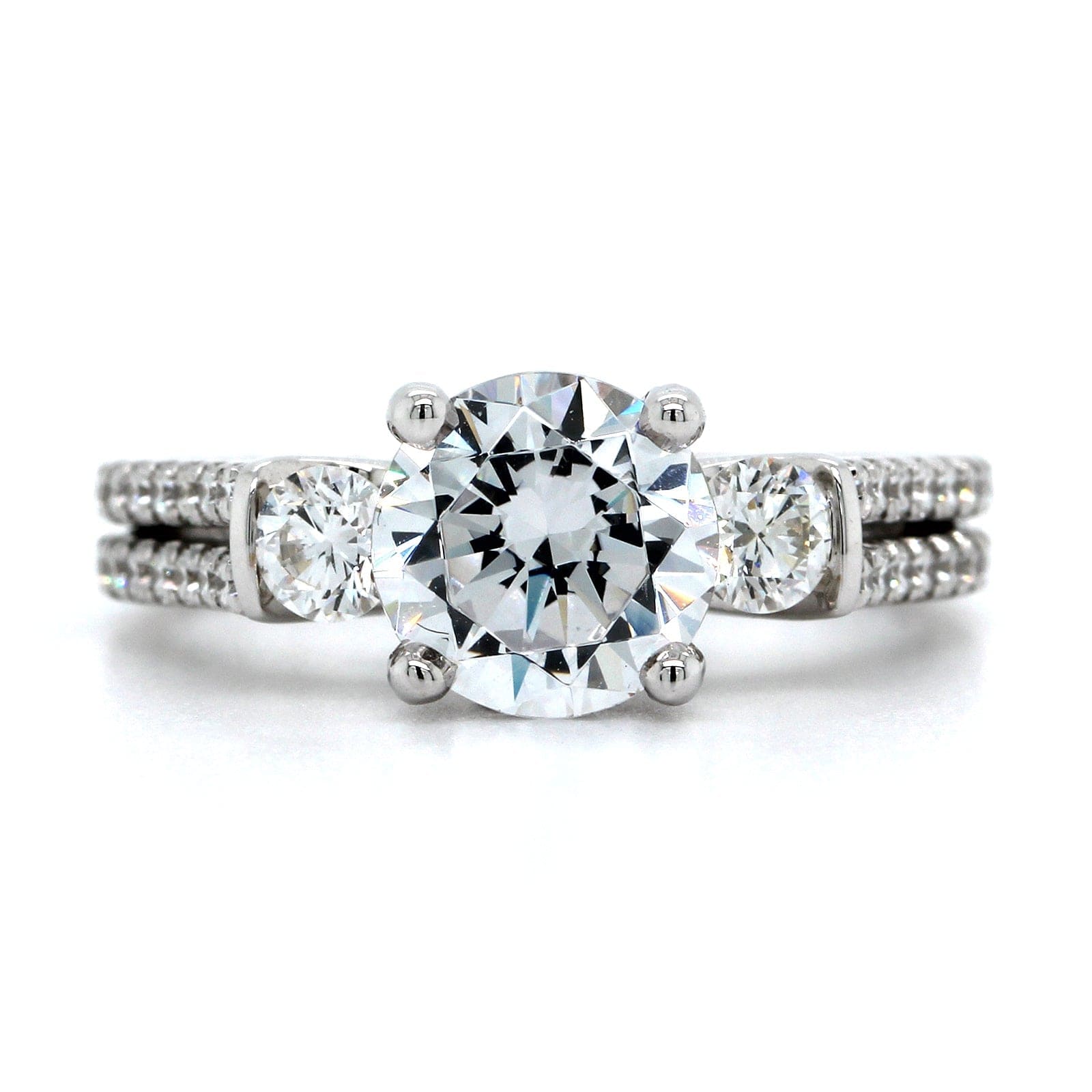 18K White Gold 3 Stone Diamond Engagement Ring Setting, 18k white gold, Long's Jewelers