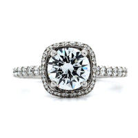 18K White Gold Cushion Diamond Halo Engagement Ring Setting, 18k white gold, Long's Jewelers
