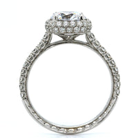18K White Gold Cushion Diamond Halo Engagement Ring Setting, 18k white gold, Long's Jewelers