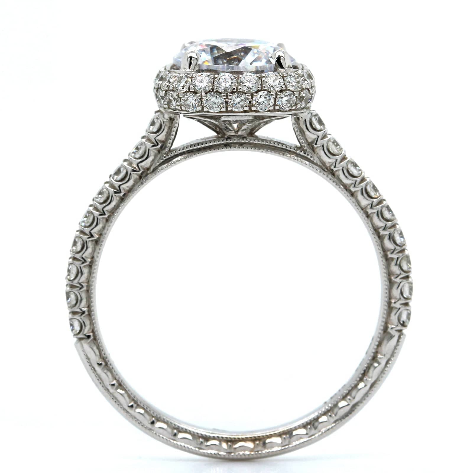 18K White Gold Cushion Diamond Halo Engagement Ring Setting, 18k white gold, Long's Jewelers