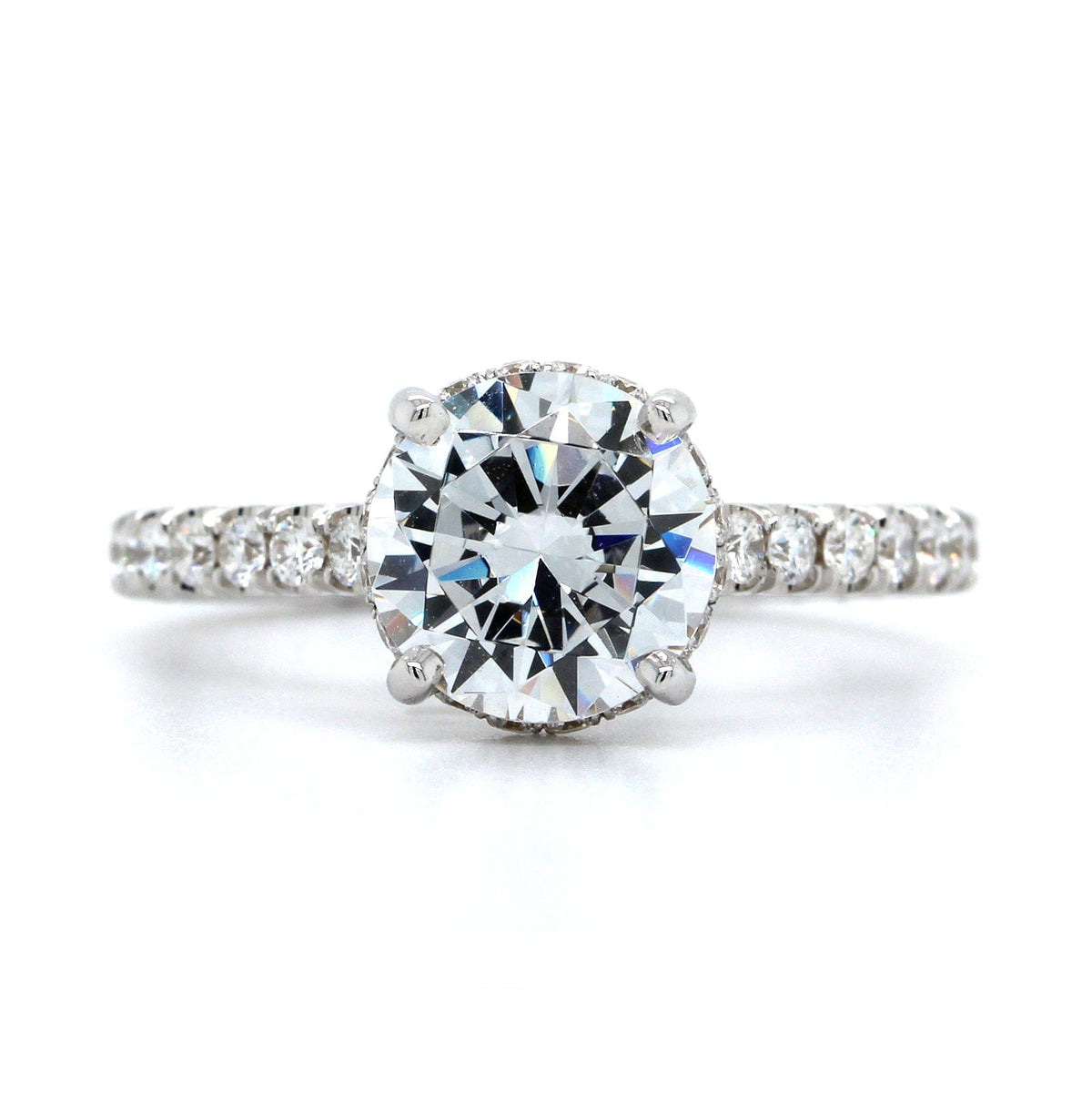 18K White Gold Diamond Hidden Halo Engagement Ring Setting, 18k white gold, Long's Jewelers