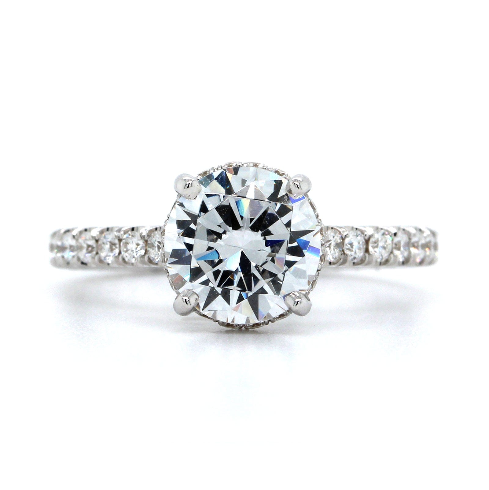 18K White Gold Diamond Hidden Halo Engagement Ring Setting, 18k white gold, Long's Jewelers