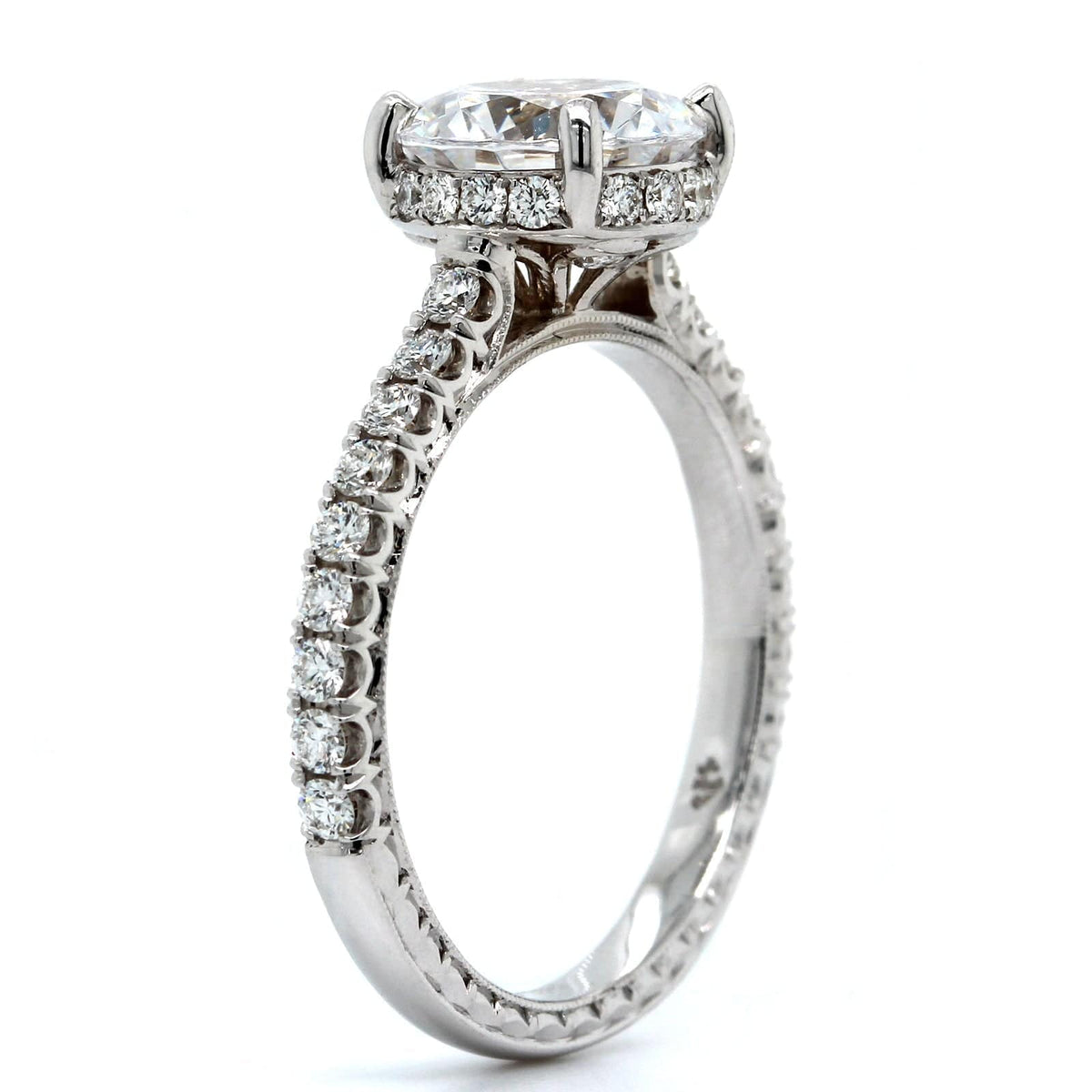 18K White Gold Diamond Hidden Halo Engagement Ring Setting, 18k white gold, Long's Jewelers