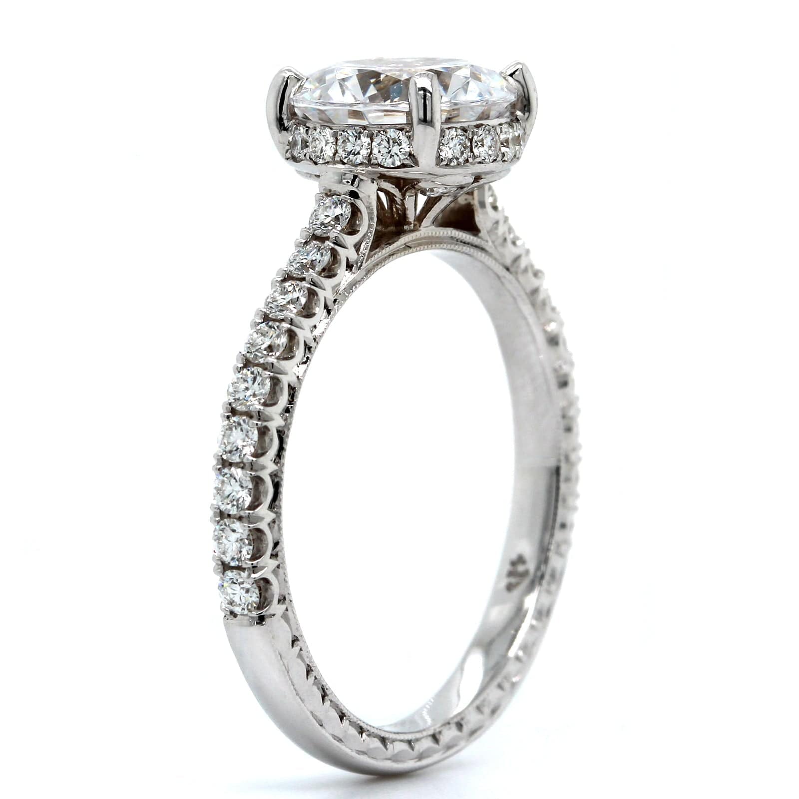 18K White Gold Diamond Hidden Halo Engagement Ring Setting, 18k white gold, Long's Jewelers
