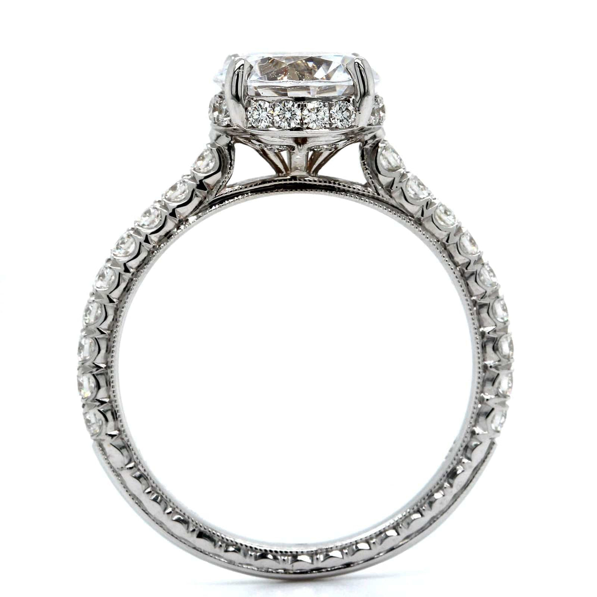 18K White Gold Diamond Hidden Halo Engagement Ring Setting, 18k white gold, Long's Jewelers