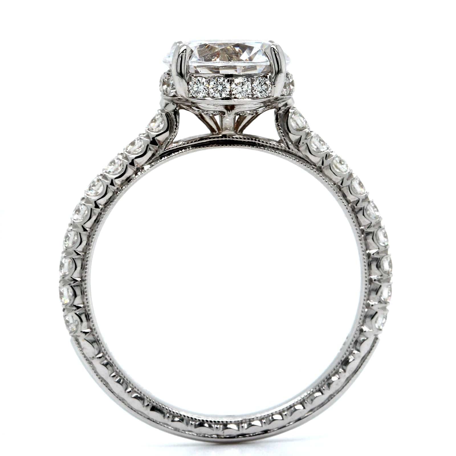18K White Gold Diamond Hidden Halo Engagement Ring Setting, 18k white gold, Long's Jewelers