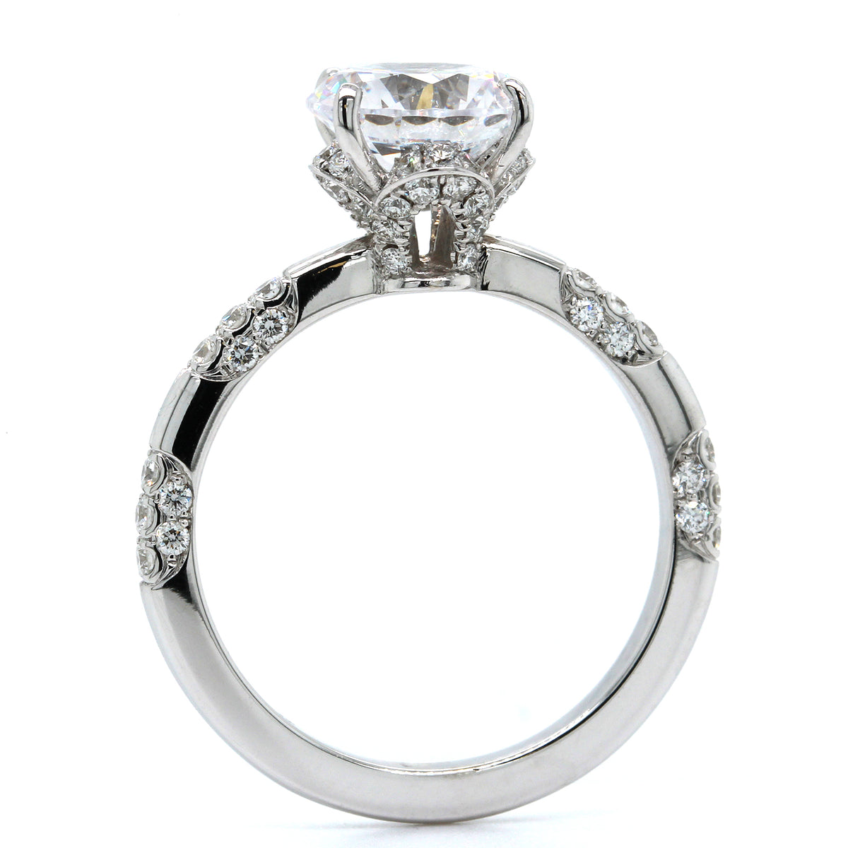 18K White Gold Cluster Diamond Engagement Ring Setting