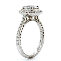 18K White Gold Cushion Diamond Halo Engagement Ring Setting, 18k white gold, Long's Jewelers
