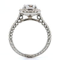 18K White Gold Cushion Diamond Halo Engagement Ring Setting, 18k white gold, Long's Jewelers