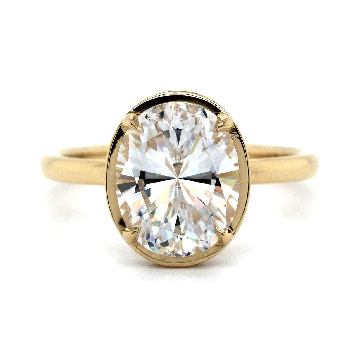 18K Yellow Gold Oval Engagement Ring Setting
