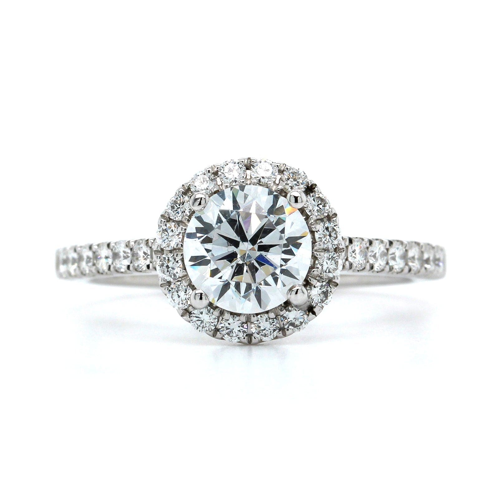 18K White Gold Diamond Halo Engagement Ring Setting, Long's Jewelers