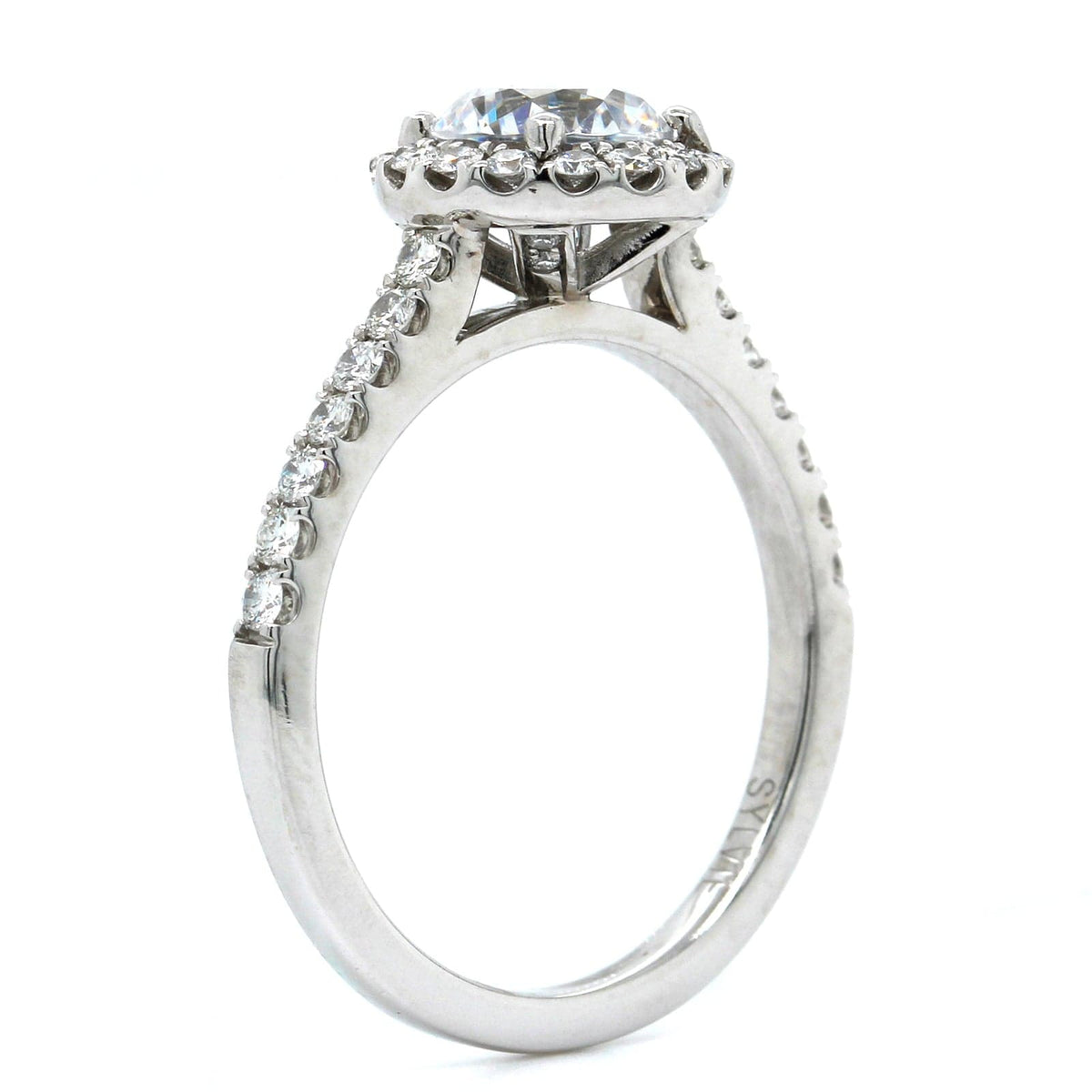 18K White Gold Diamond Halo Engagement Ring Setting, Long's Jewelers