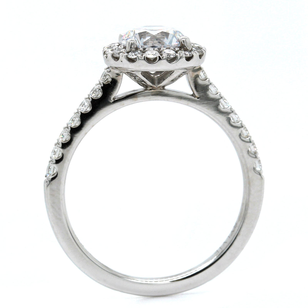 18K White Gold Diamond Halo Engagement Ring Setting, Long's Jewelers