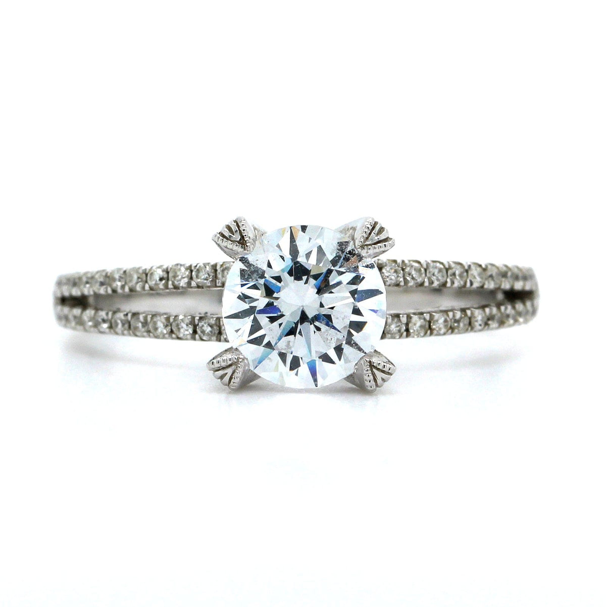 18K White Gold Split Shank Diamond Engagement Ring Setting, Long's Jewelers