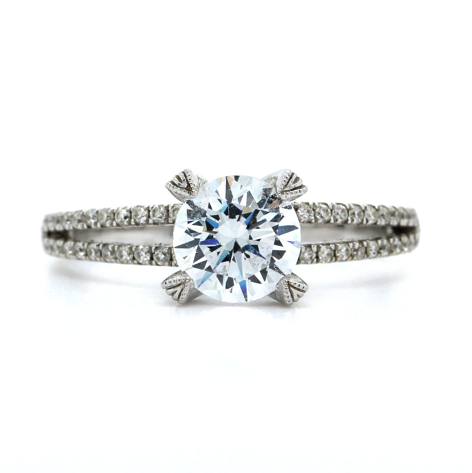 18K White Gold Split Shank Diamond Engagement Ring Setting, Long's Jewelers