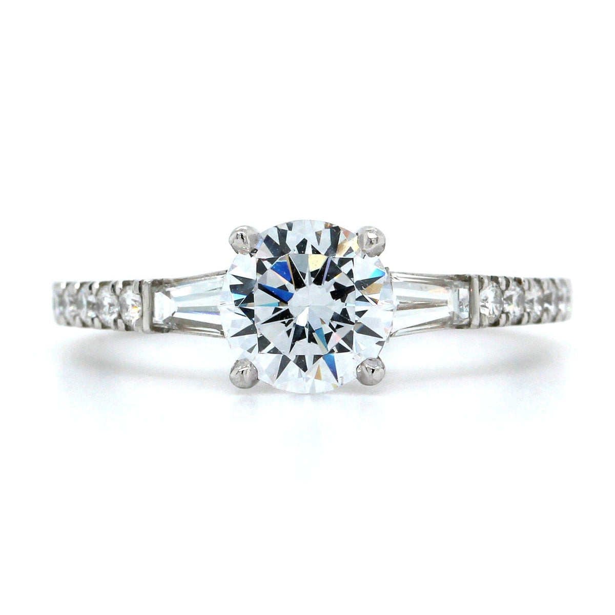 Platinum Diamond Side Baguette Engagement Ring Setting, Long's Jewelers