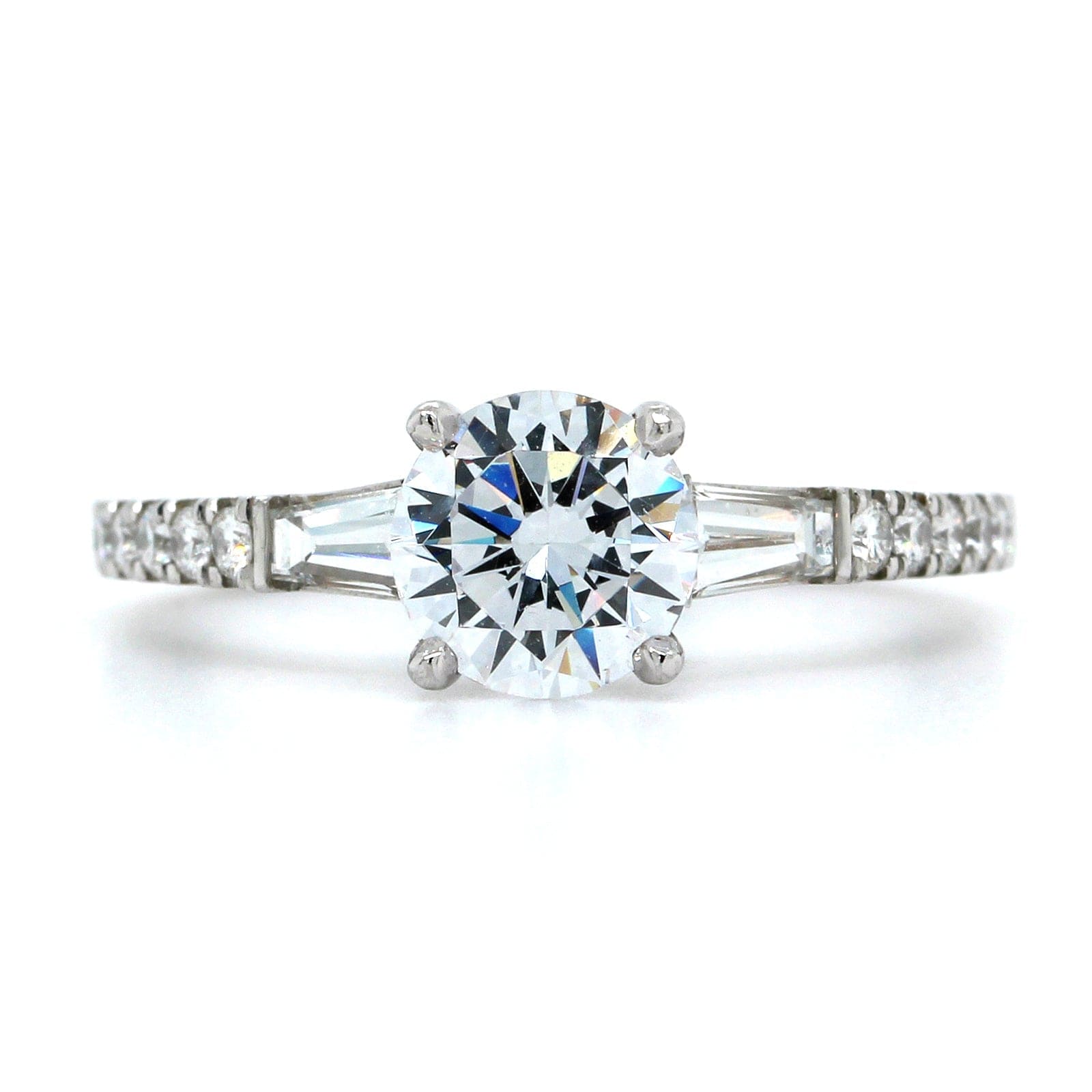 Platinum Diamond Side Baguette Engagement Ring Setting, Long's Jewelers