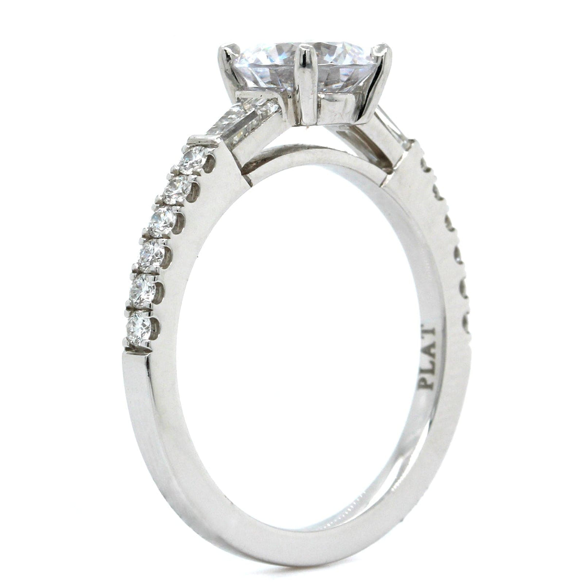 Platinum Diamond Side Baguette Engagement Ring Setting, Long's Jewelers