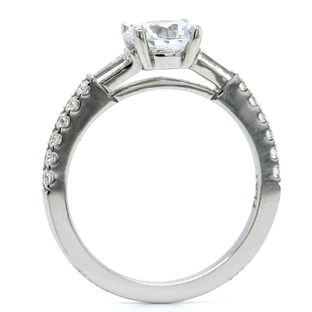 Platinum Diamond Side Baguette Engagement Ring Setting, Long's Jewelers
