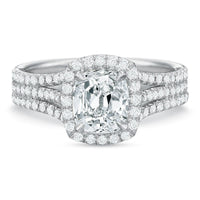 Platinum 3 Split Shank Cushion Cut Halo Engagement Ring Setting