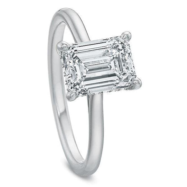 Platinum Emerald Hidden Halo Diamond Engagement Ring Setting