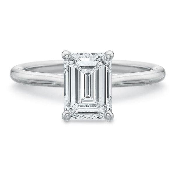 Platinum Emerald Hidden Halo Diamond Engagement Ring Setting