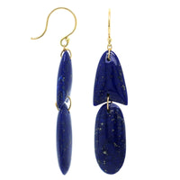 18K Yellow Gold Lapis ArrowHead Drop Earrings