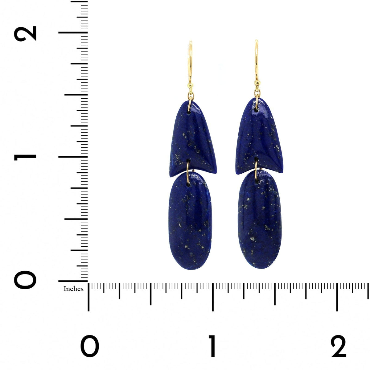 18K Yellow Gold Lapis ArrowHead Drop Earrings