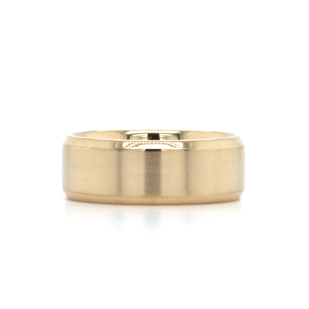 14K Yellow Gold Band with Satin Center Polished Edges